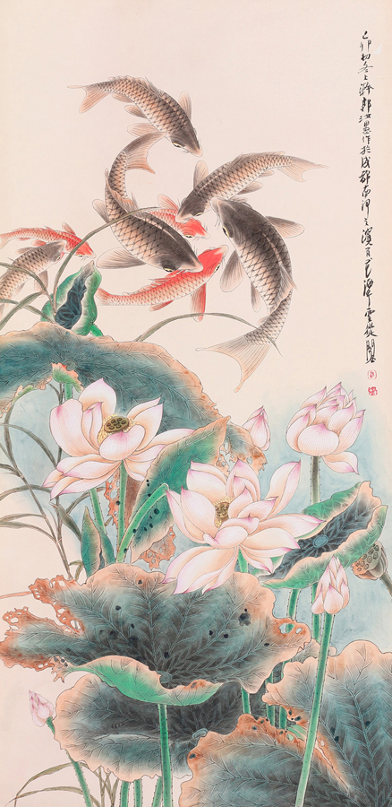 荷花鲤鱼